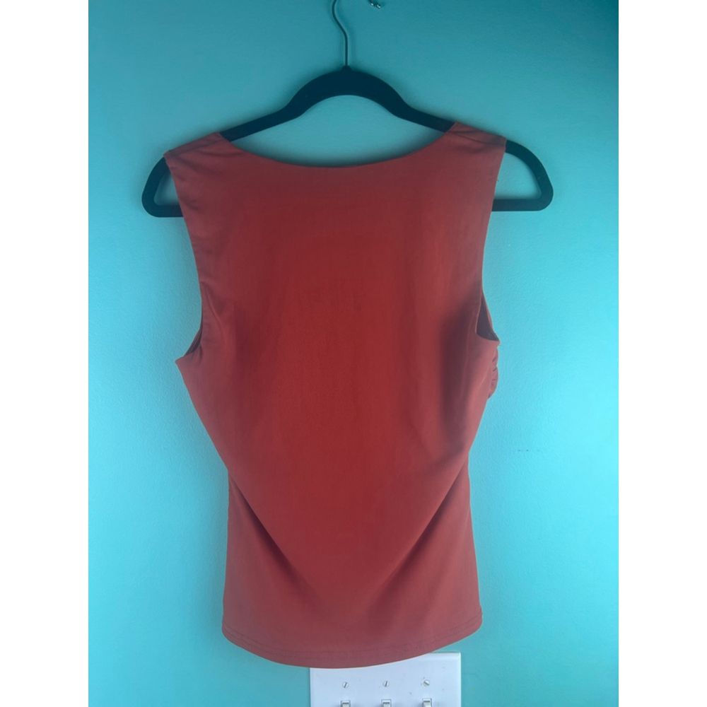 Women's Willow-root Rust Ruched V-Neck Tank Top S - Picture 4 of 4